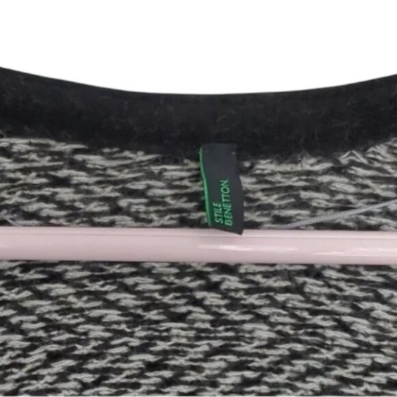 Stile Benetton (UCOB) black and white pattern wool knit cardigan sweater size M - Picture 3 of 5